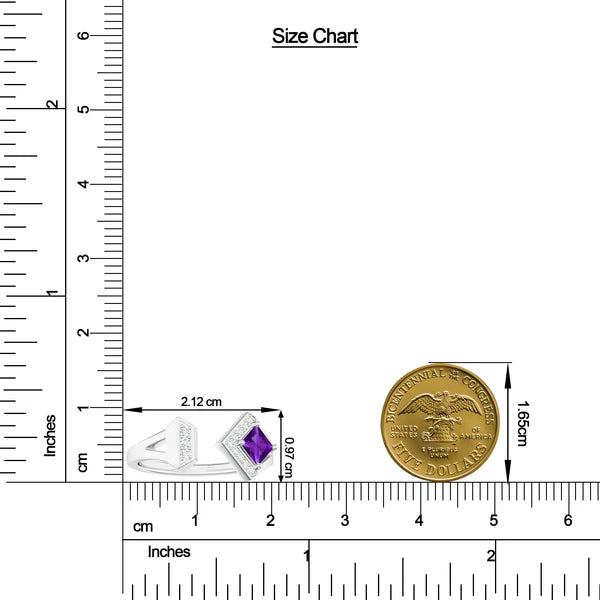 Front Open Amethyst 925 Sterling Silver Ring For Women