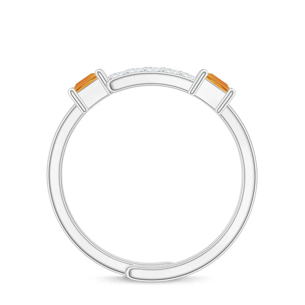 Citrine and Moissanite 925 Sterling Silver Adjustable Ring For Women