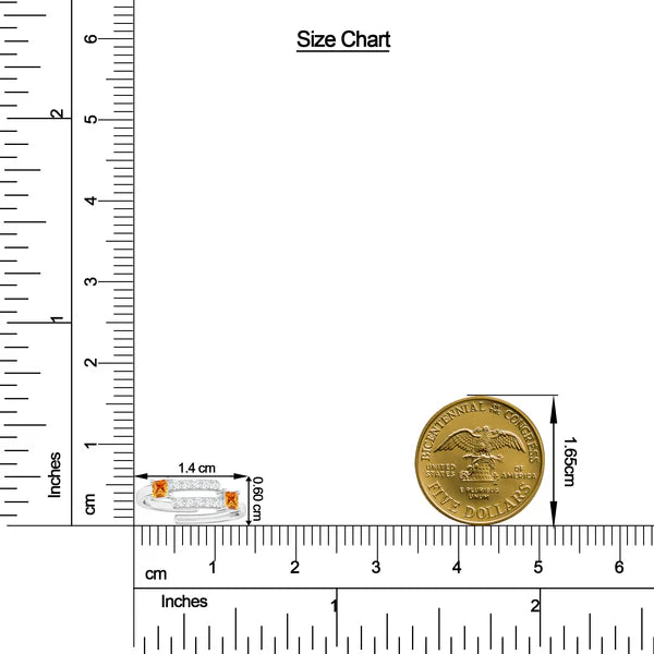 Citrine and Moissanite 925 Sterling Silver Adjustable Ring For Women