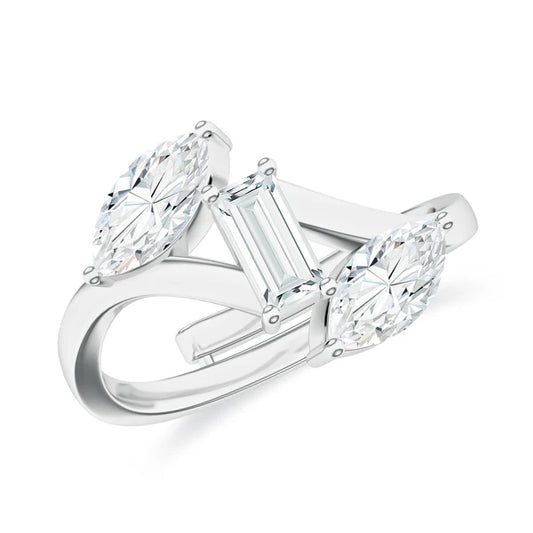 Moissanite Shapes 925 Sterling Silver Adjustable Ring For Women
