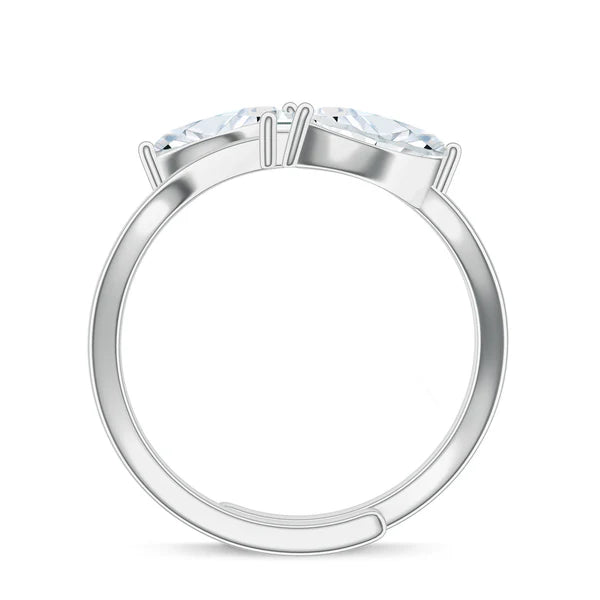 Moissanite Shapes 925 Sterling Silver Adjustable Ring For Women