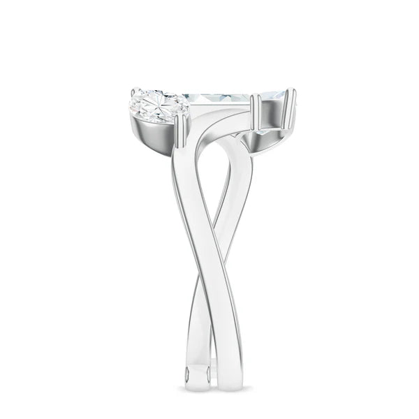 Moissanite Shapes 925 Sterling Silver Adjustable Ring For Women