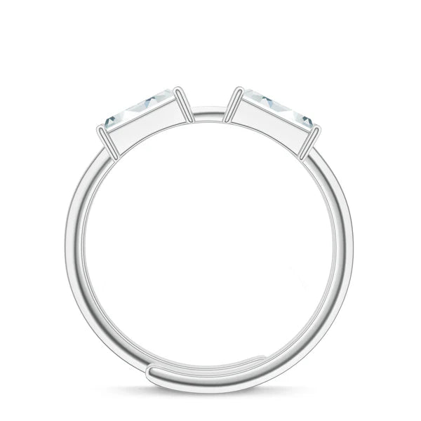 Baguette Moissanite 925 Sterling Silver Adjustable Ring For Women