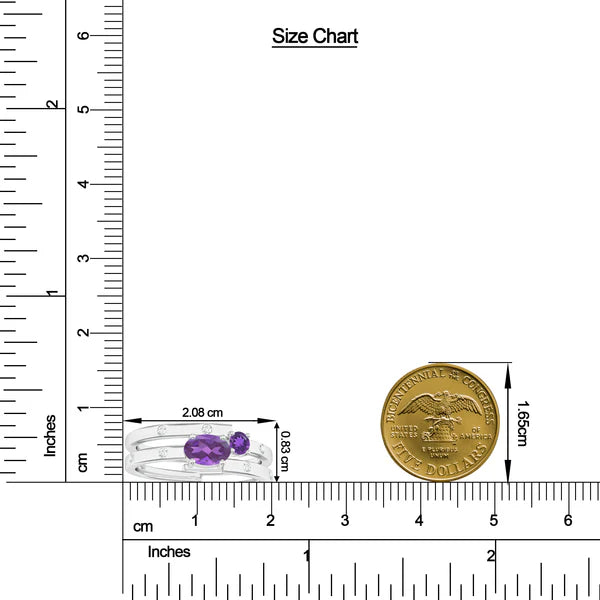 Amethyst and Moissanite Stackable 925 Sterling Silver Ring For Women