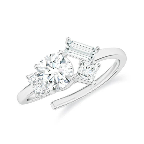 Abstract Moissanite 925 Sterling Silver Adjustable Ring For Women