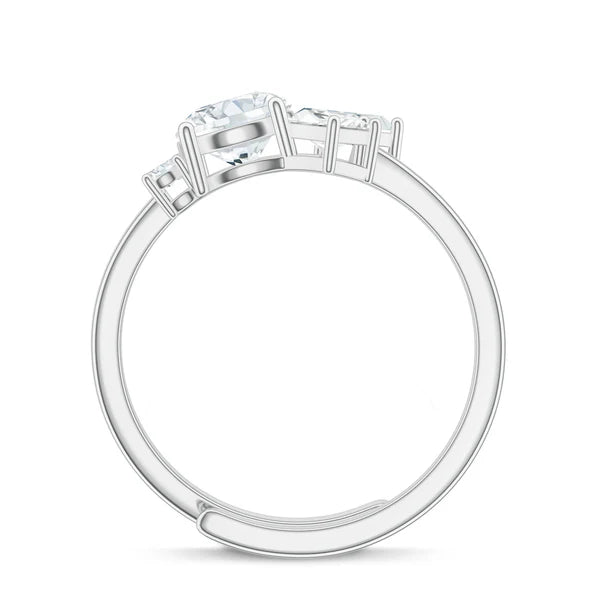 Abstract Moissanite 925 Sterling Silver Adjustable Ring For Women