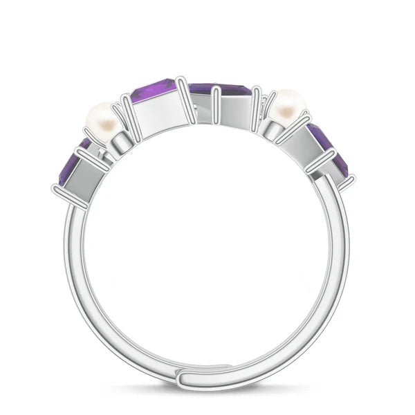Amethyst Garnet Abstract 925 Sterling Silver Ring For Women