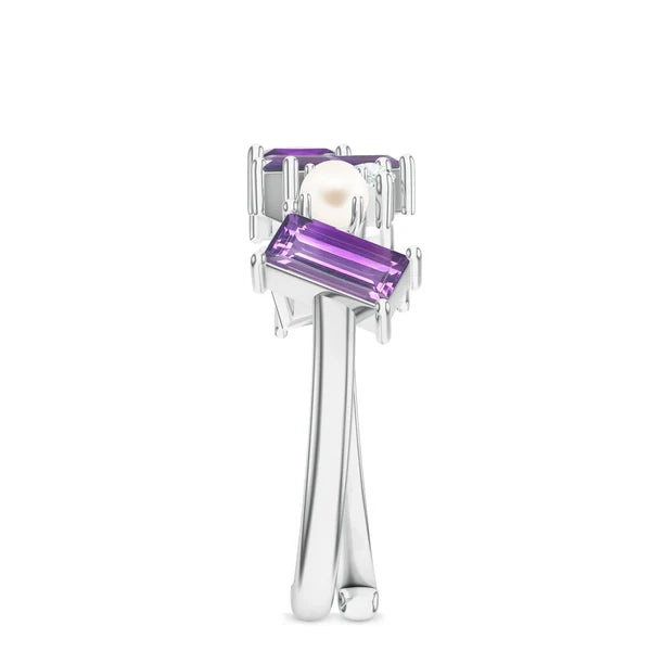 Amethyst Garnet Abstract 925 Sterling Silver Ring For Women