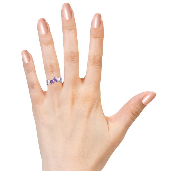 Amethyst Garnet Abstract 925 Sterling Silver Ring For Women
