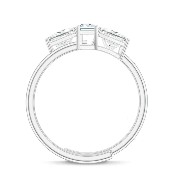 Moissanite Adjustable 925 Sterling Silver Ring For Women