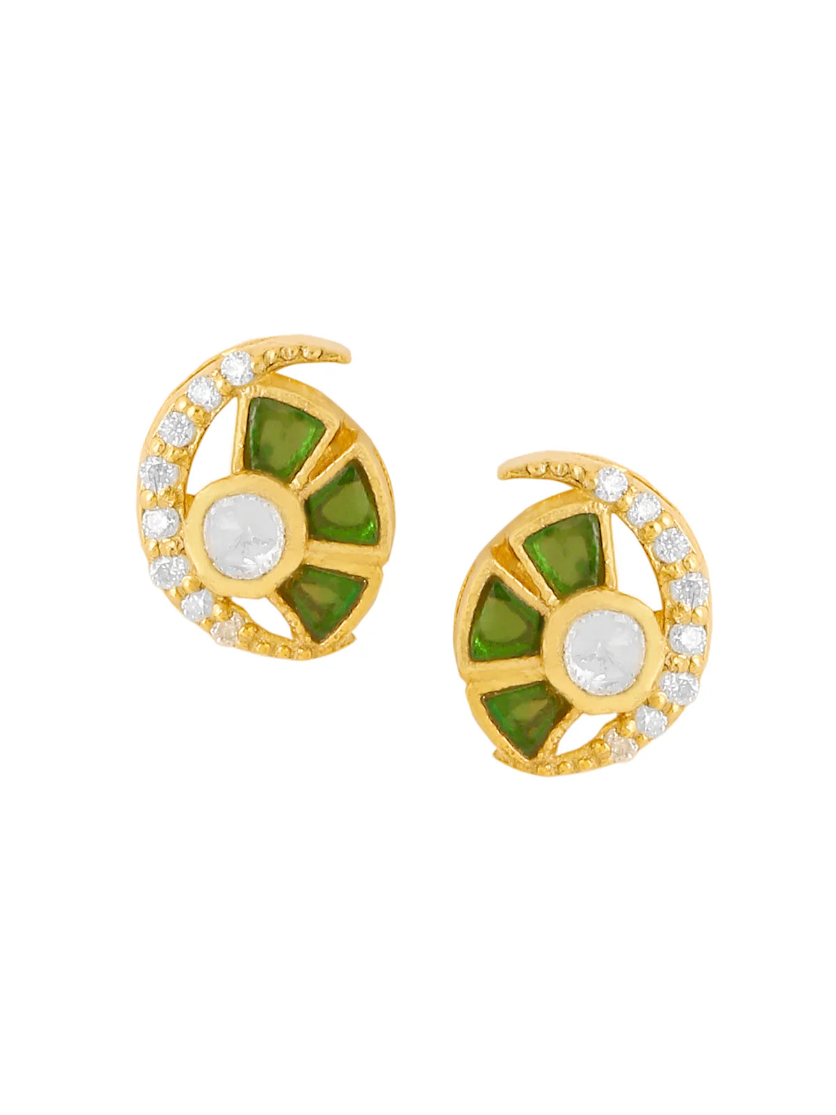 925 Sterling Silver Polki Moissanite Stud Earrings For Women
