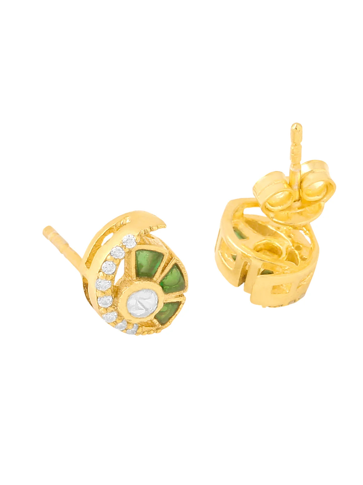 925 Sterling Silver Polki Moissanite Stud Earrings For Women