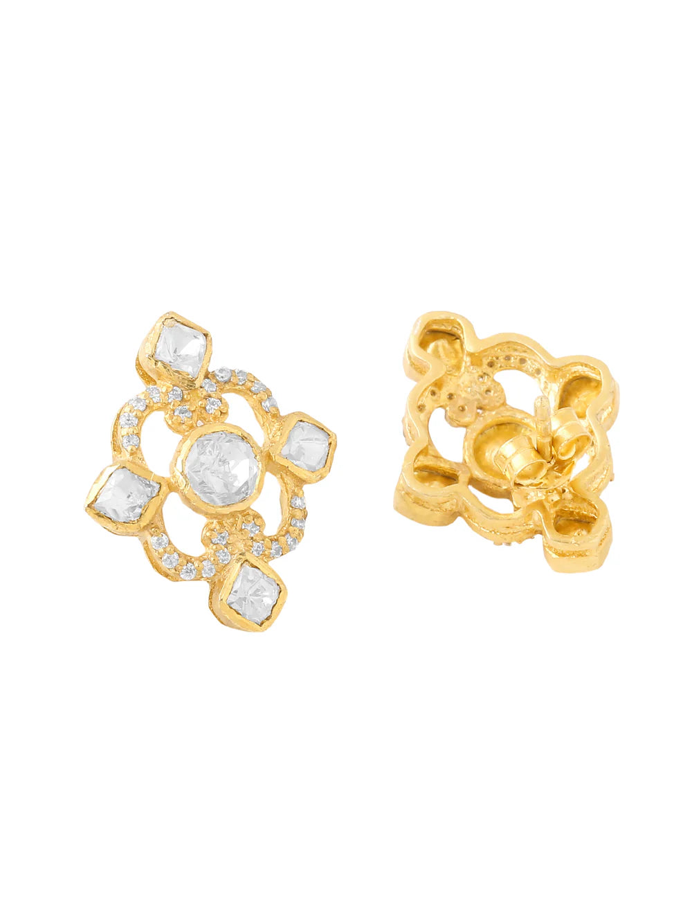 Eternal Swirl 24K Gold Plating 925 Sterling Silver Stud Earrings For Women