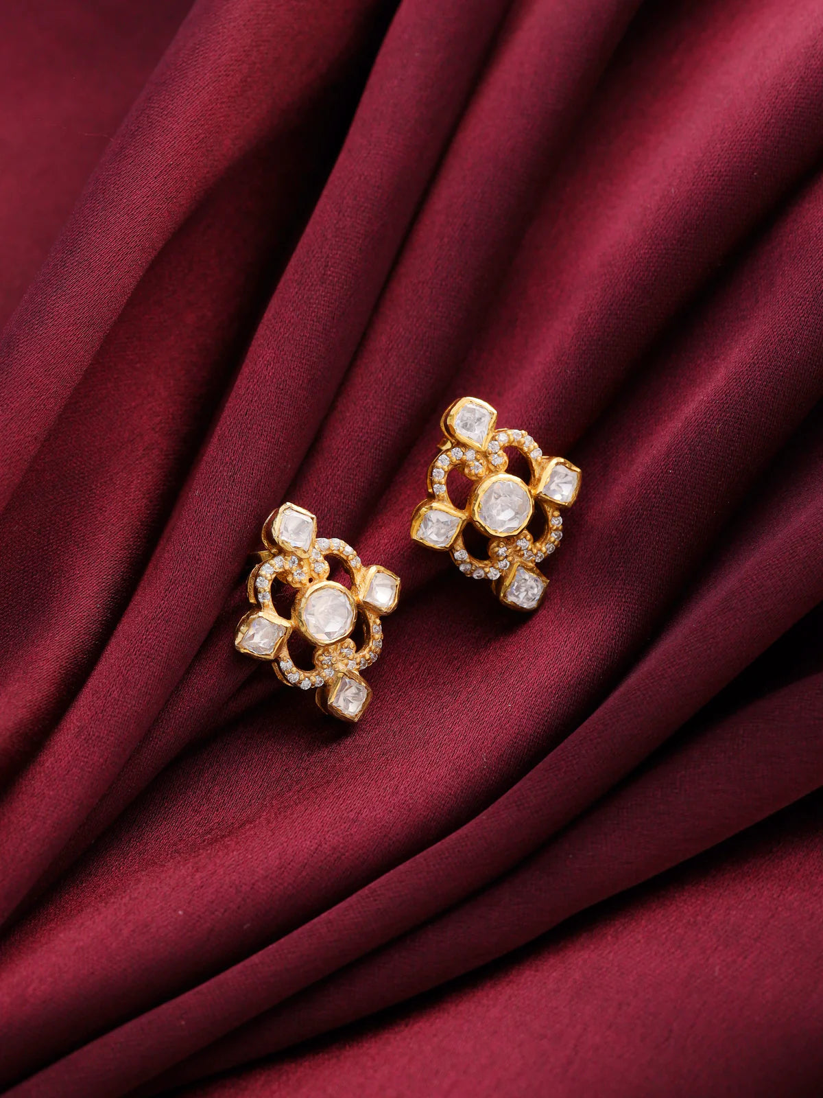 Eternal Swirl 24K Gold Plating 925 Sterling Silver Stud Earrings For Women
