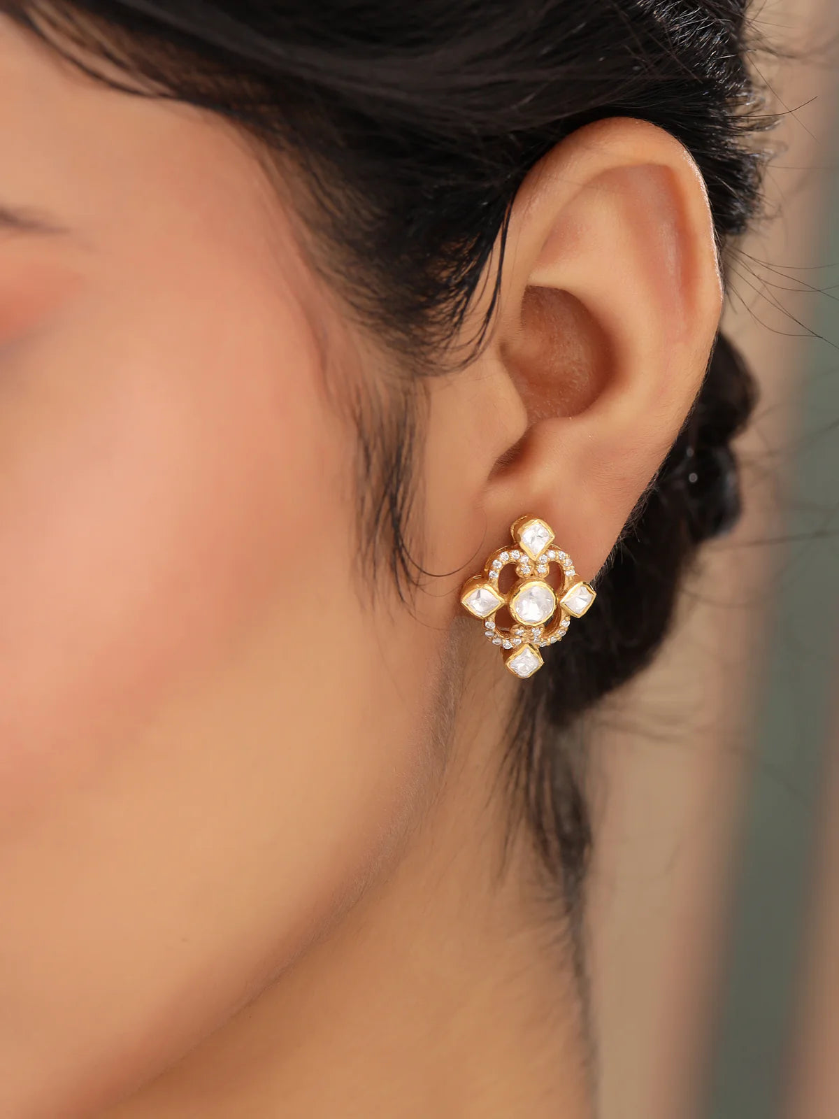 Eternal Swirl 24K Gold Plating 925 Sterling Silver Stud Earrings For Women