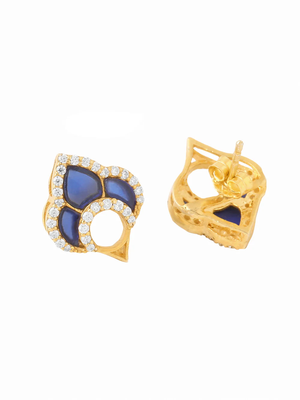 Glimmering Leafs 24K Gold Plated 925 Sterling Silver Earrings For Women