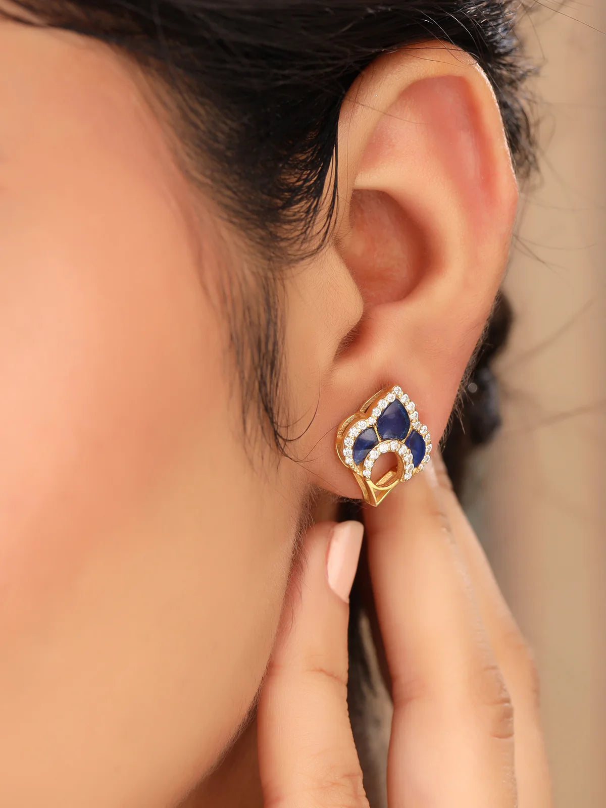 Glimmering Leafs 24K Gold Plated 925 Sterling Silver Earrings For Women