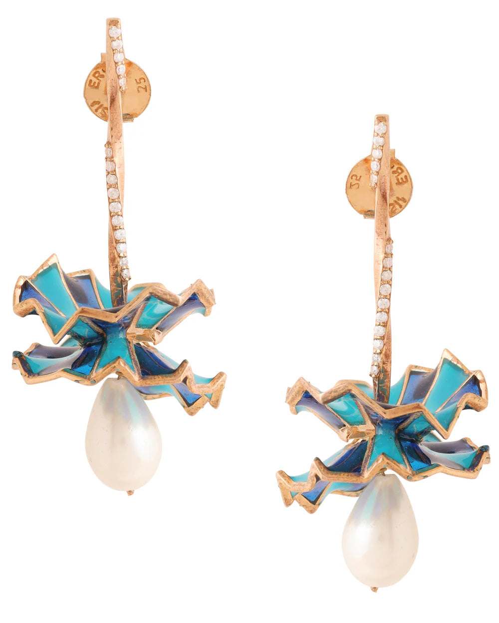 Moissanite and Pearl 925 Sterling Silver Drop Earrings For Women