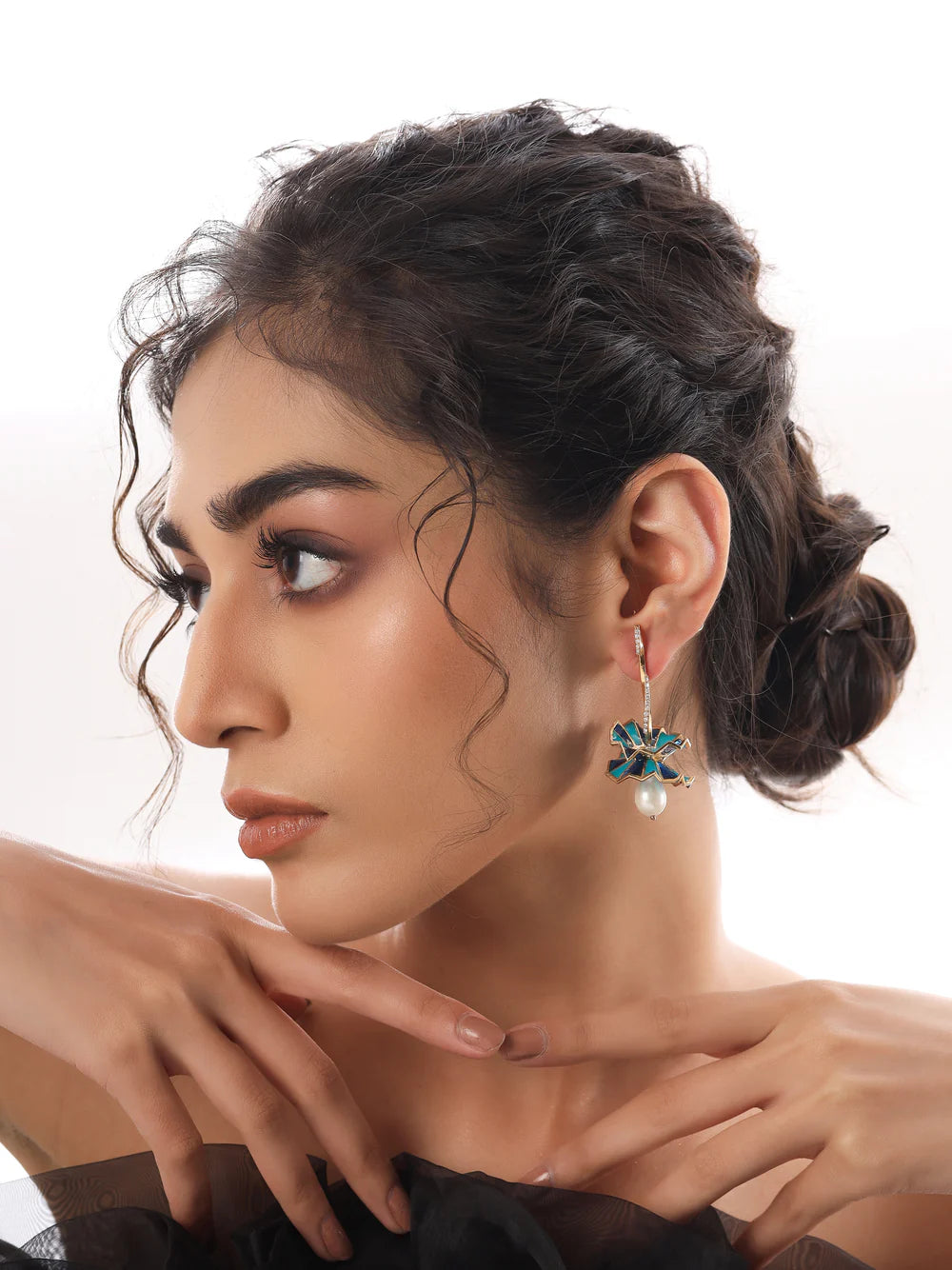 Moissanite and Pearl 925 Sterling Silver Drop Earrings For Women