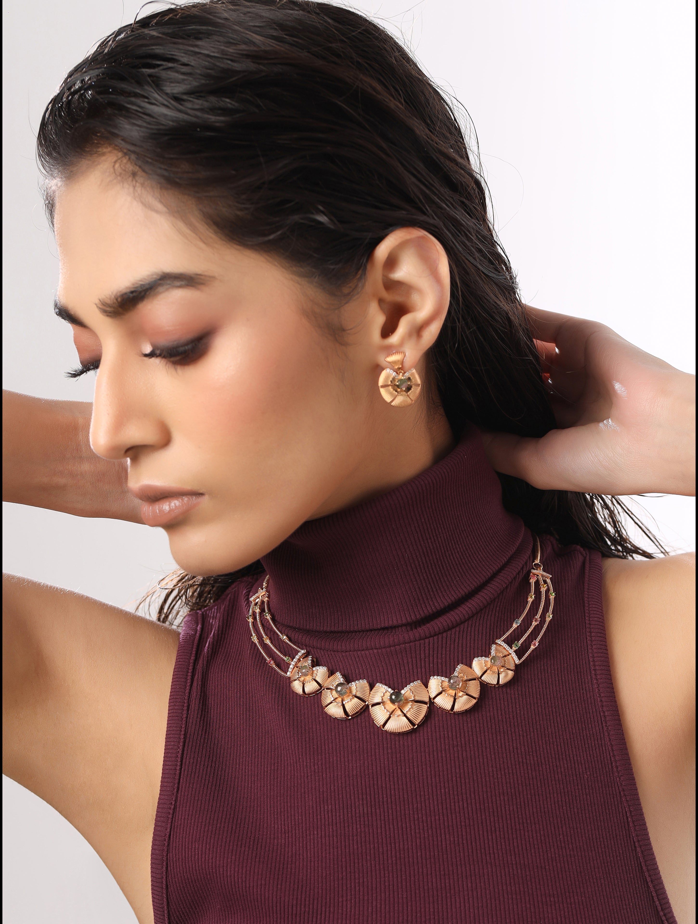 Moissanite & Tourmaline Luxe 925 Sterling Silver Necklace Set For Women