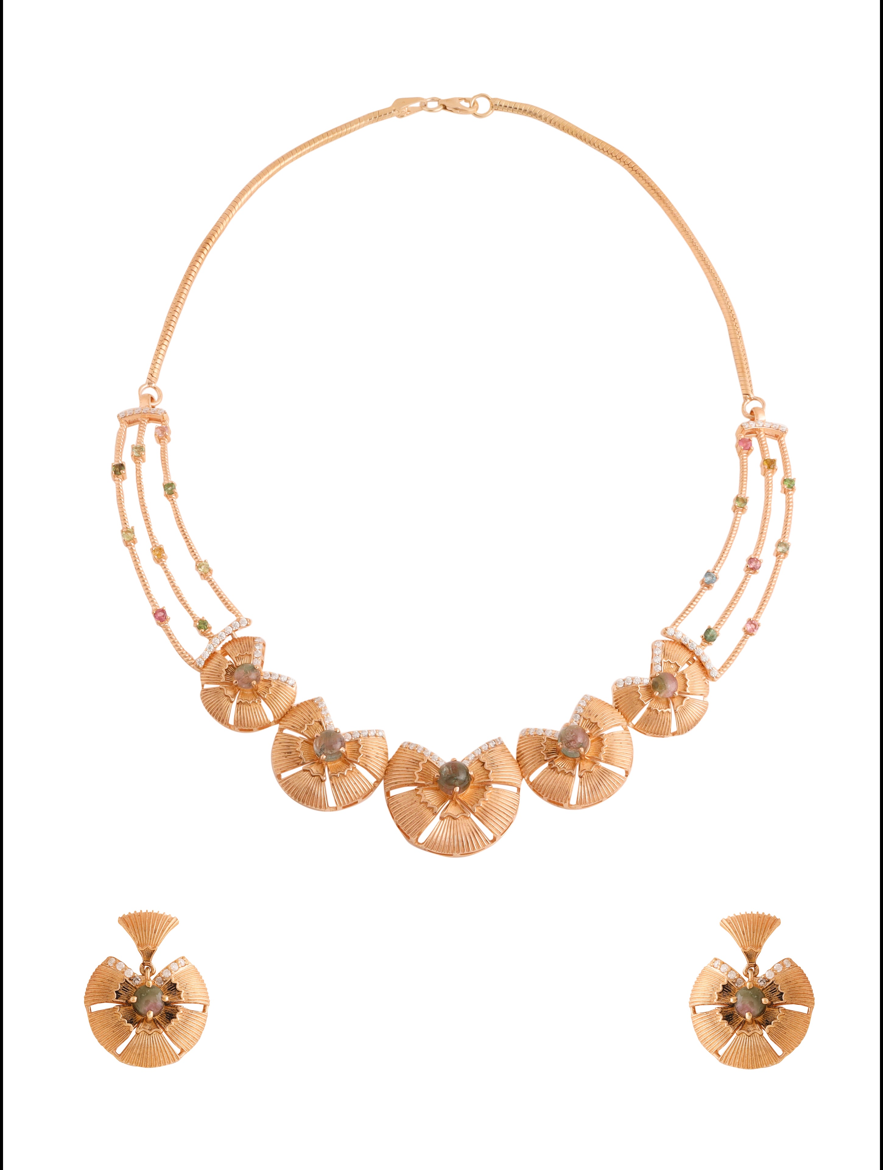 Moissanite & Tourmaline Luxe 925 Sterling Silver Necklace Set For Women