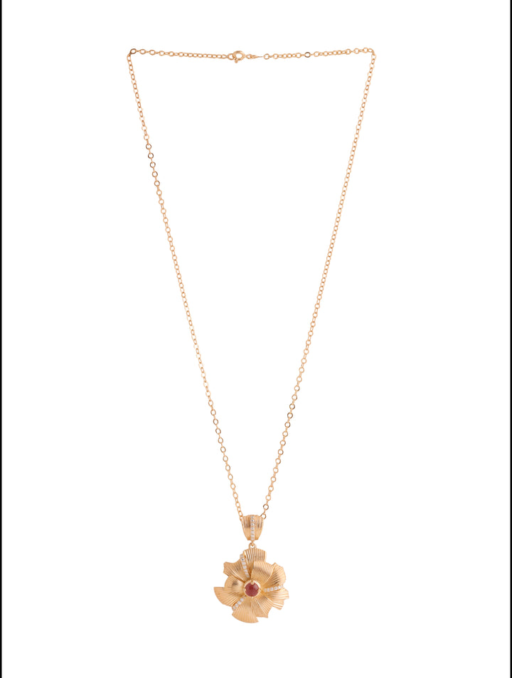 Eleganza Blossom Moissanite and Pink Tourmaline 925 Sterling Silver Pendant For Women