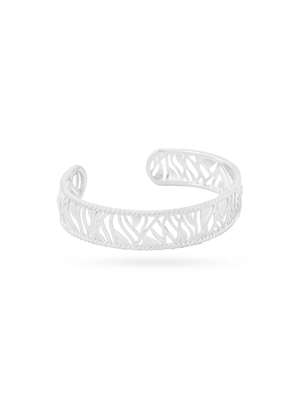 Rhodium Abstract Jali Lumina 925 Sterling Silver Cuff Bangle For Women