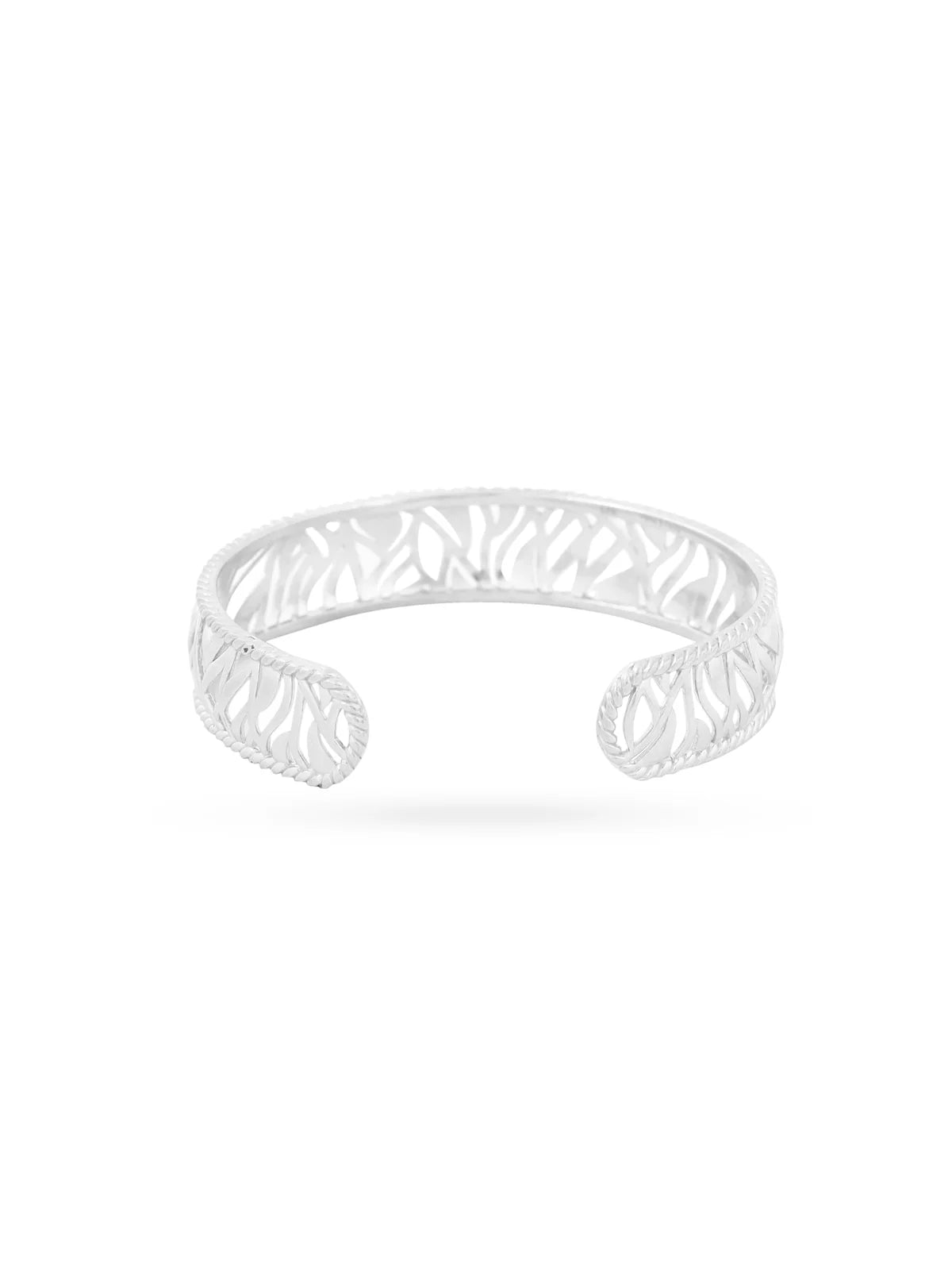 Rhodium Abstract Jali Lumina 925 Sterling Silver Cuff Bangle For Women