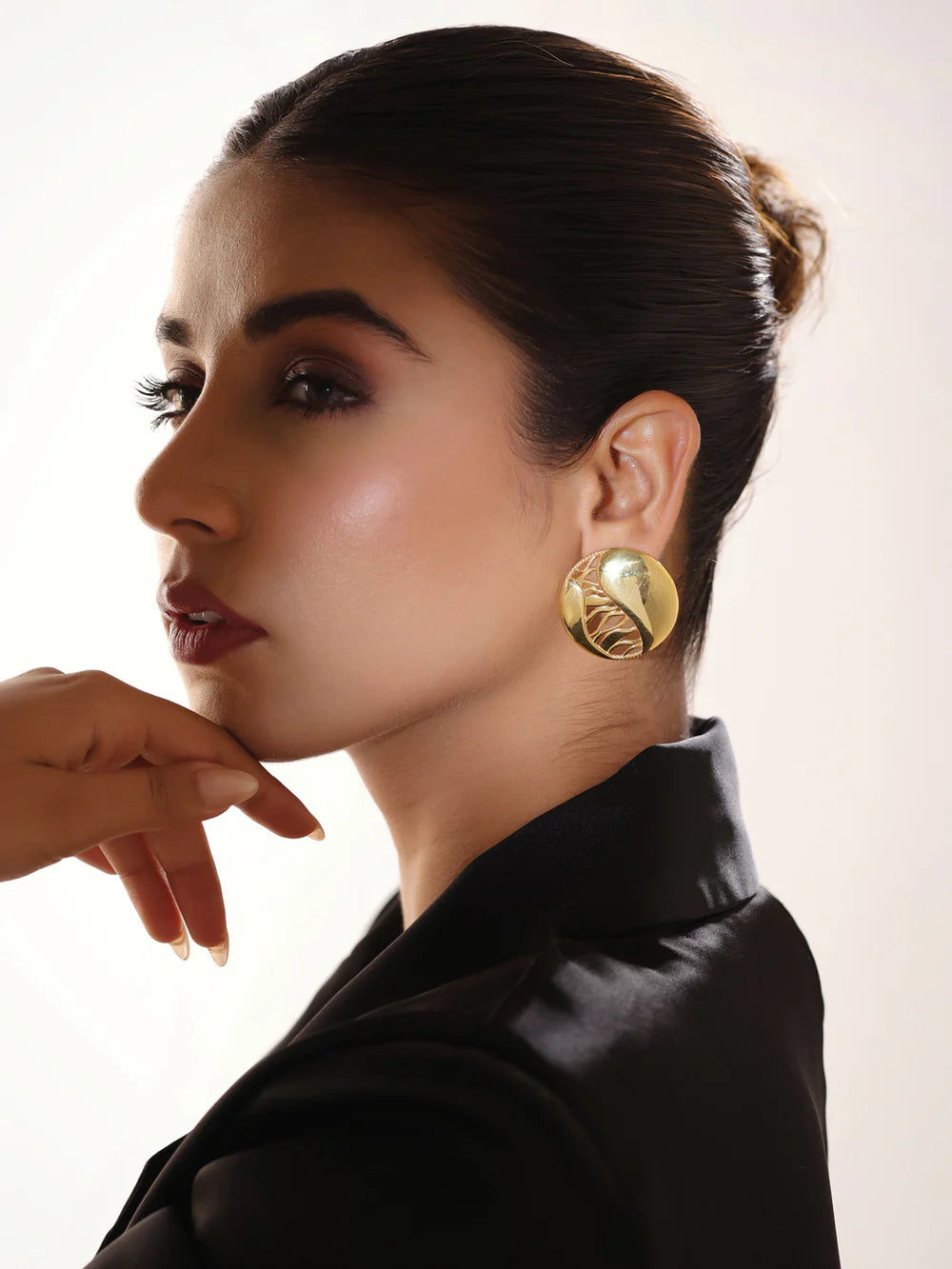 Lumina 24K Gold Plated Jali Design 925 Sterling Silver Earrings For Women