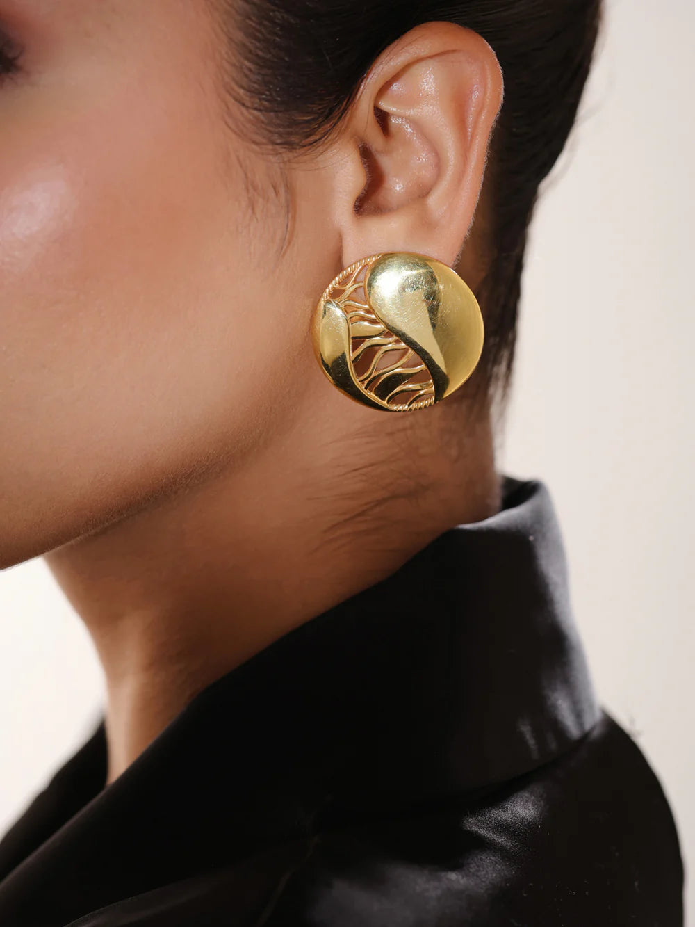 Lumina 24K Gold Plated Jali Design 925 Sterling Silver Earrings For Women