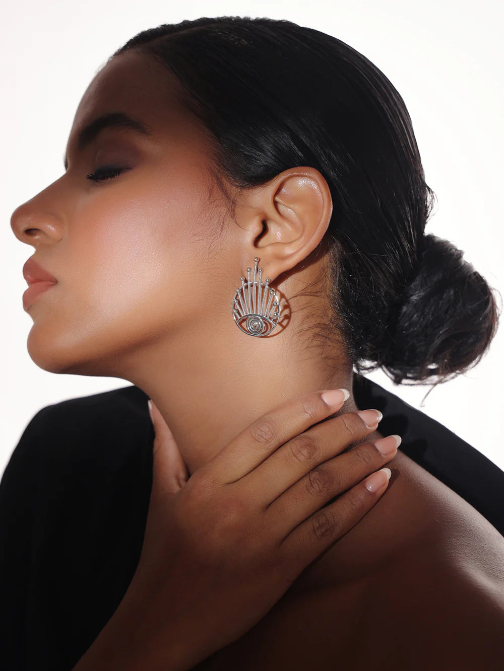 Lumina Rhodium Evil Eye 925 Sterling Silver Earrings For Women