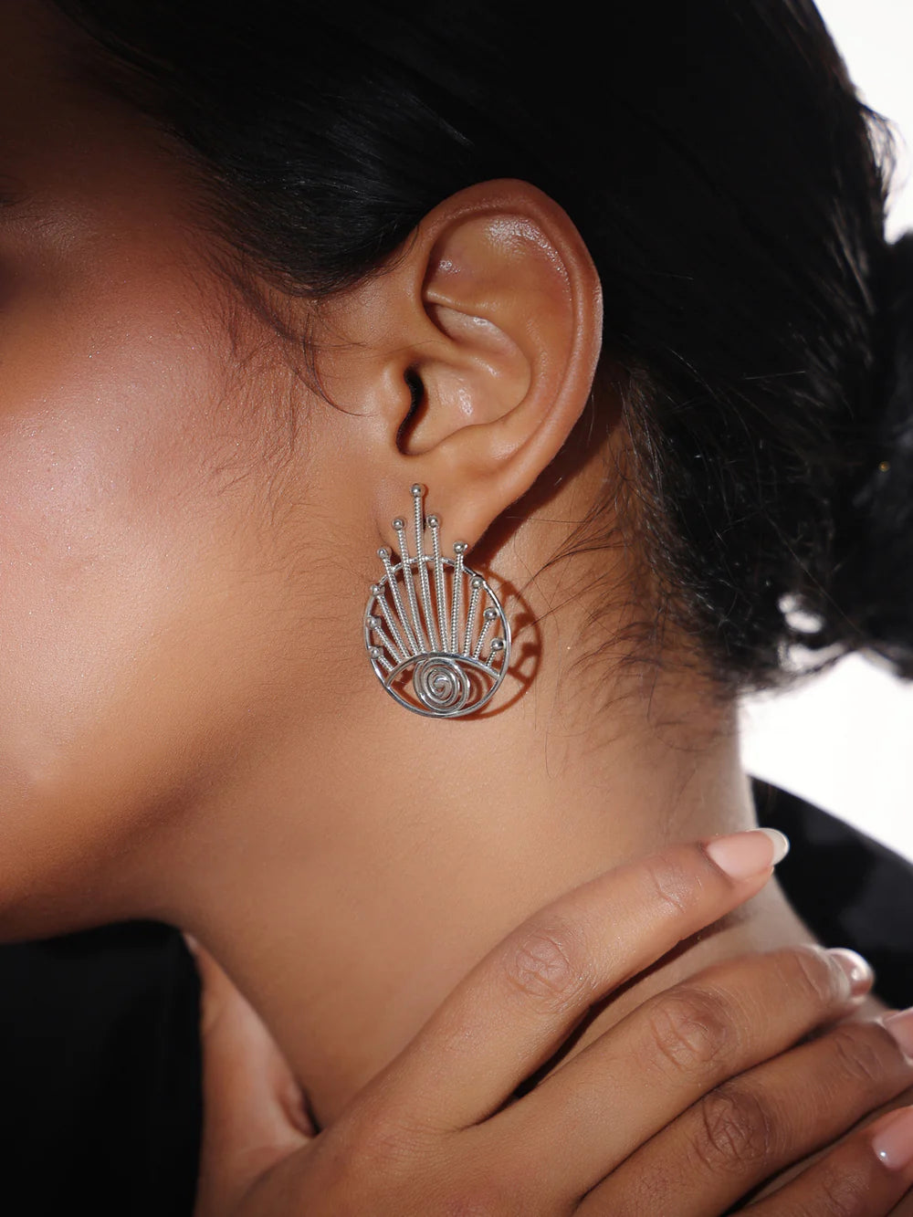 Lumina Rhodium Evil Eye 925 Sterling Silver Earrings For Women