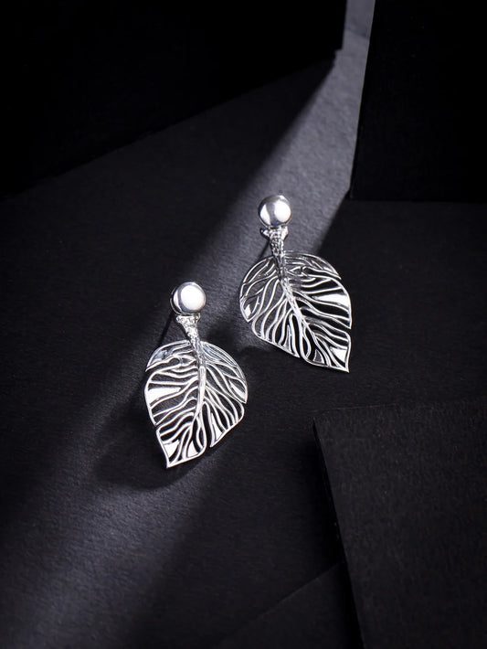 Lumina Rhodium Jali Design 925 Sterling Silver Earrings For Women