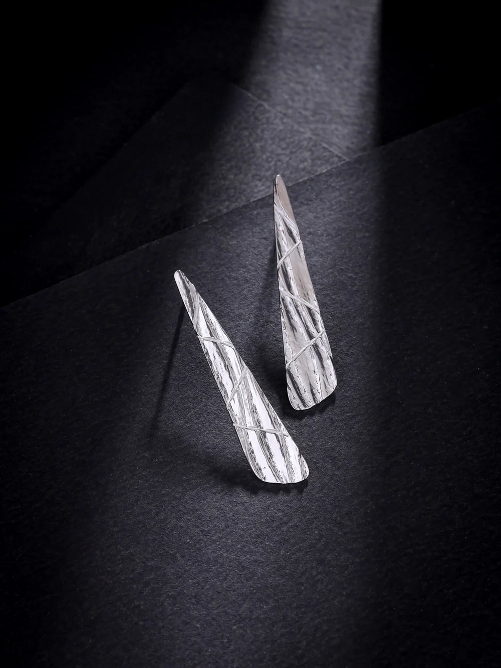 Lumina Rhodium Coated Textural 925 Sterling Silver Earrings For Women