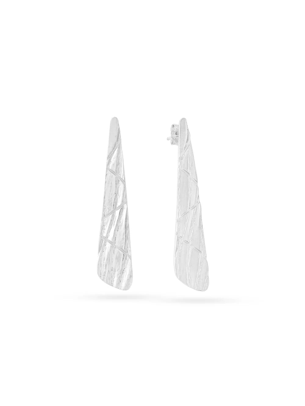 Lumina Rhodium Coated Textural 925 Sterling Silver Earrings For Women