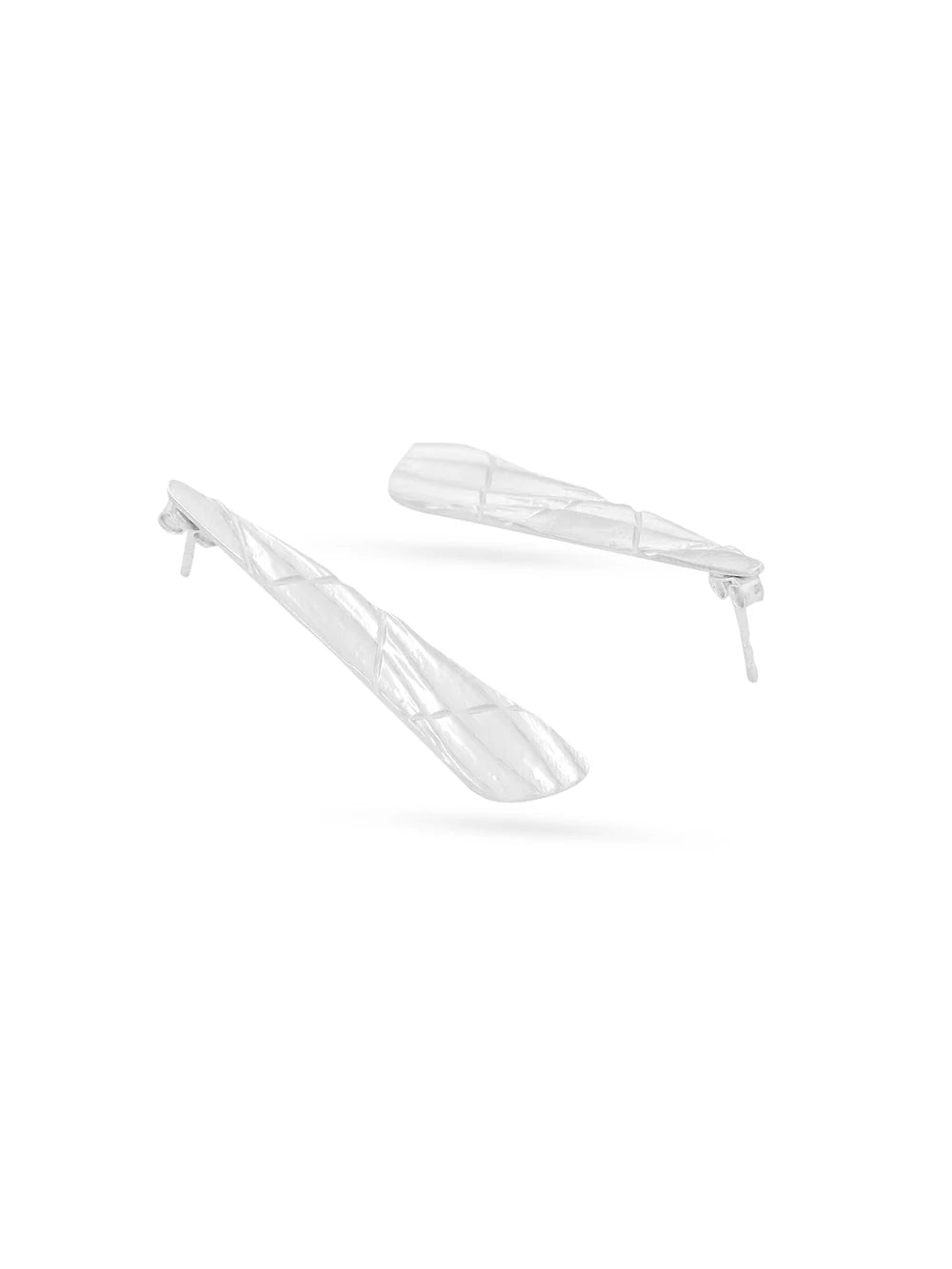 Lumina Rhodium Coated Textural 925 Sterling Silver Earrings For Women