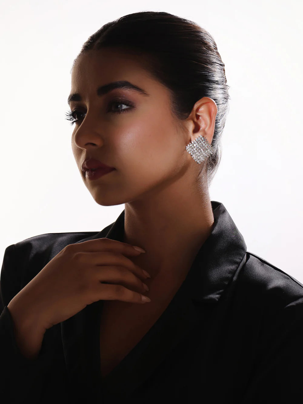 Lumina Rhodium Plated Weaved 925 Sterling Silver Earrings For Women