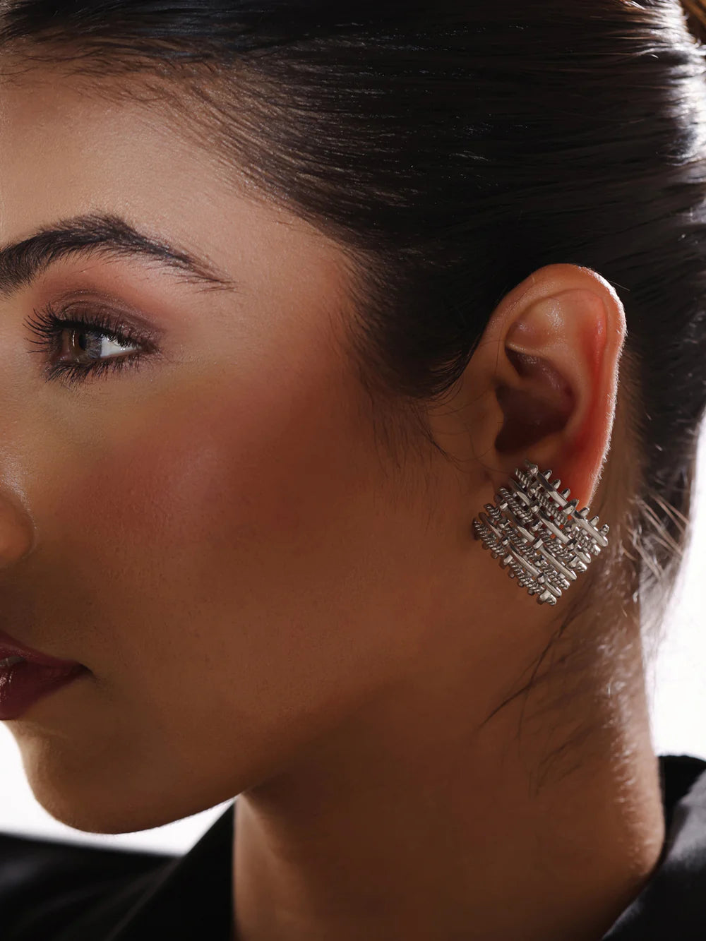 Lumina Rhodium Plated Weaved 925 Sterling Silver Earrings For Women