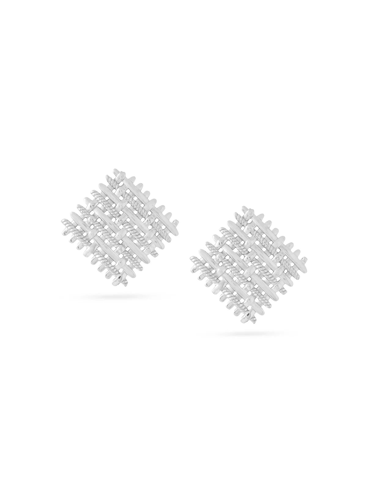 Lumina Rhodium Plated Weaved 925 Sterling Silver Earrings For Women