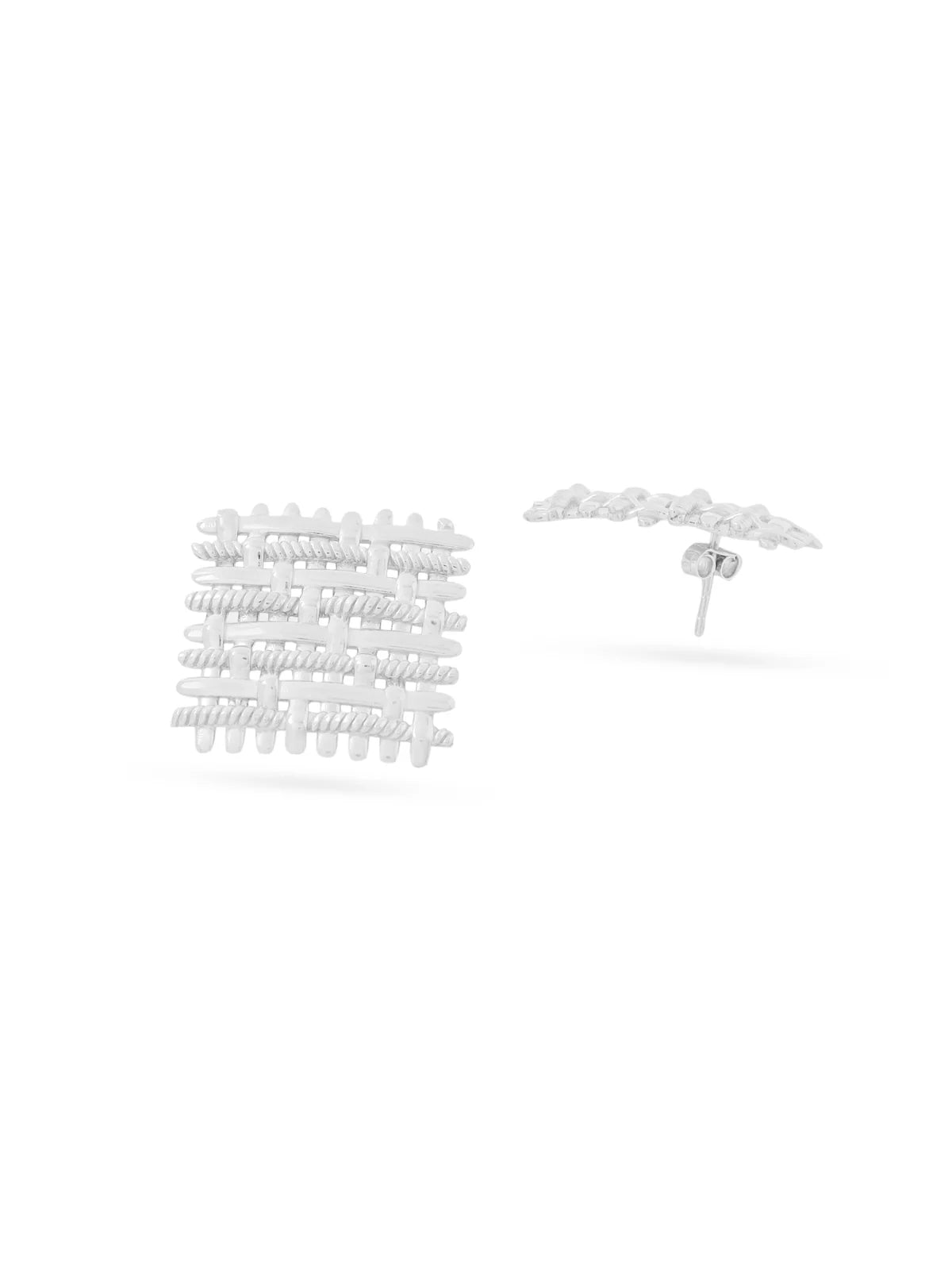 Lumina Rhodium Plated Weaved 925 Sterling Silver Earrings For Women