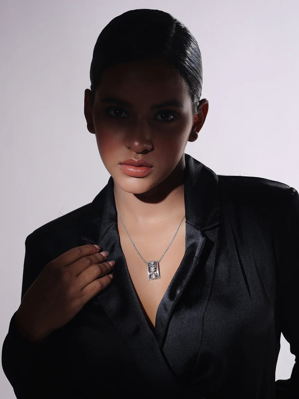 Lumina Rhodium Modern Floral 925 Sterling Silver Pendant For Women