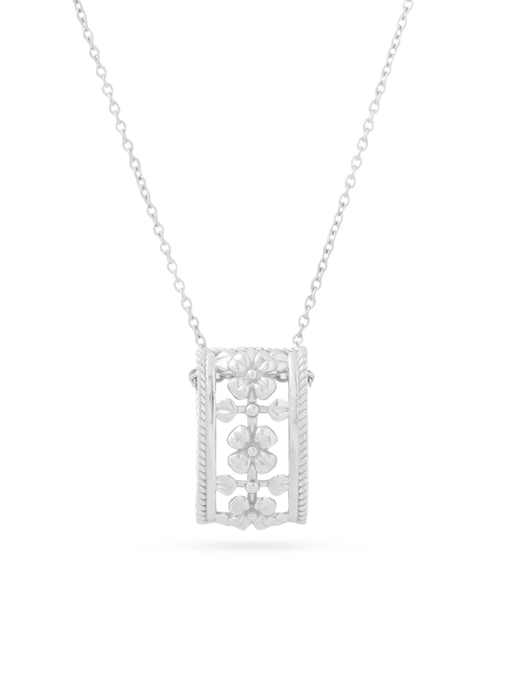 Lumina Rhodium Modern Floral 925 Sterling Silver Pendant For Women