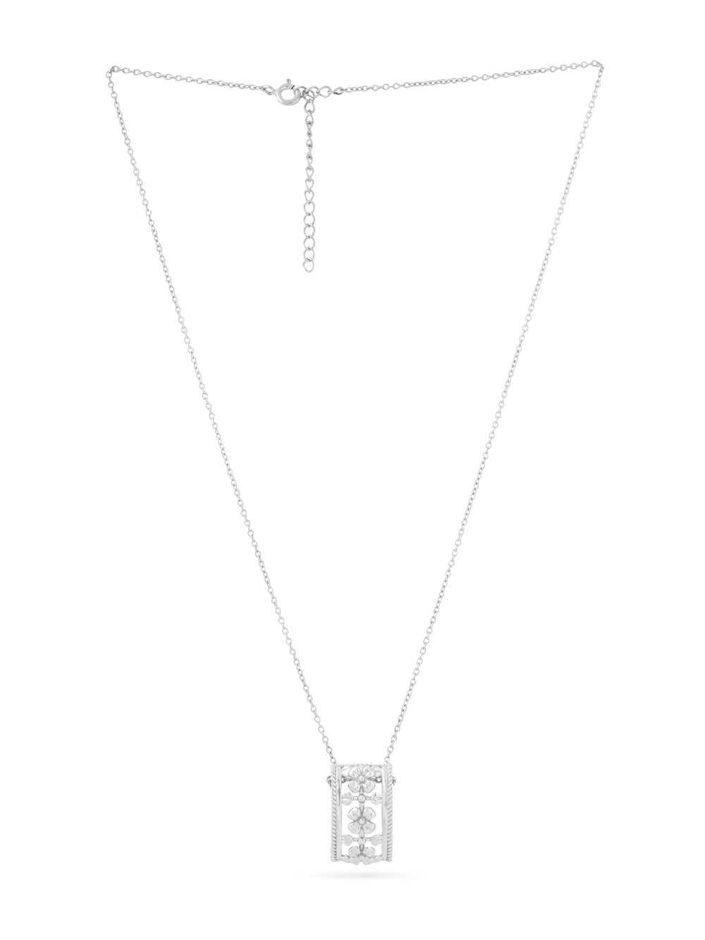 Lumina Rhodium Modern Floral 925 Sterling Silver Pendant For Women