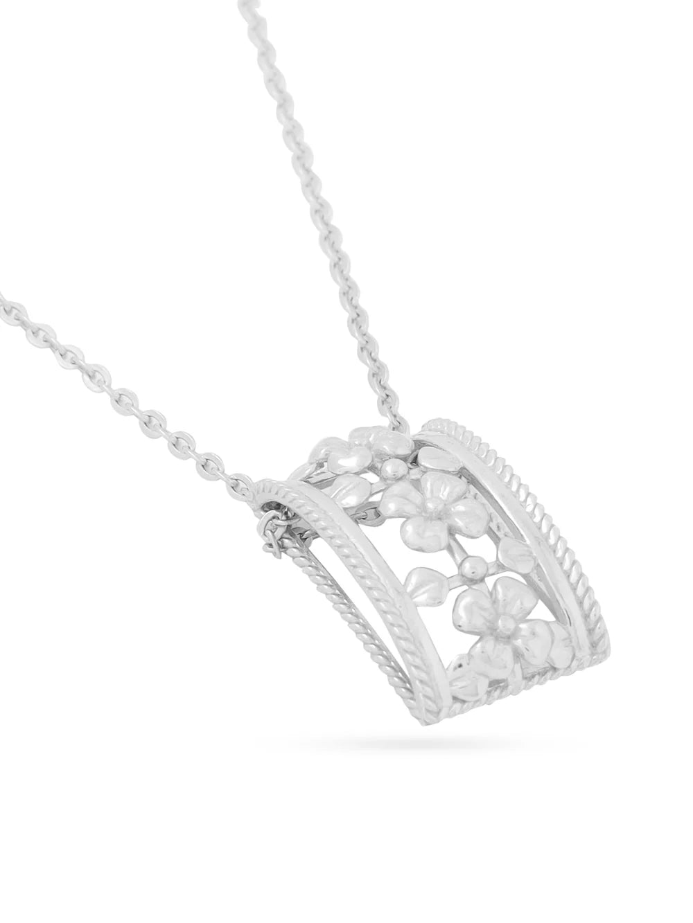 Lumina Rhodium Modern Floral 925 Sterling Silver Pendant For Women