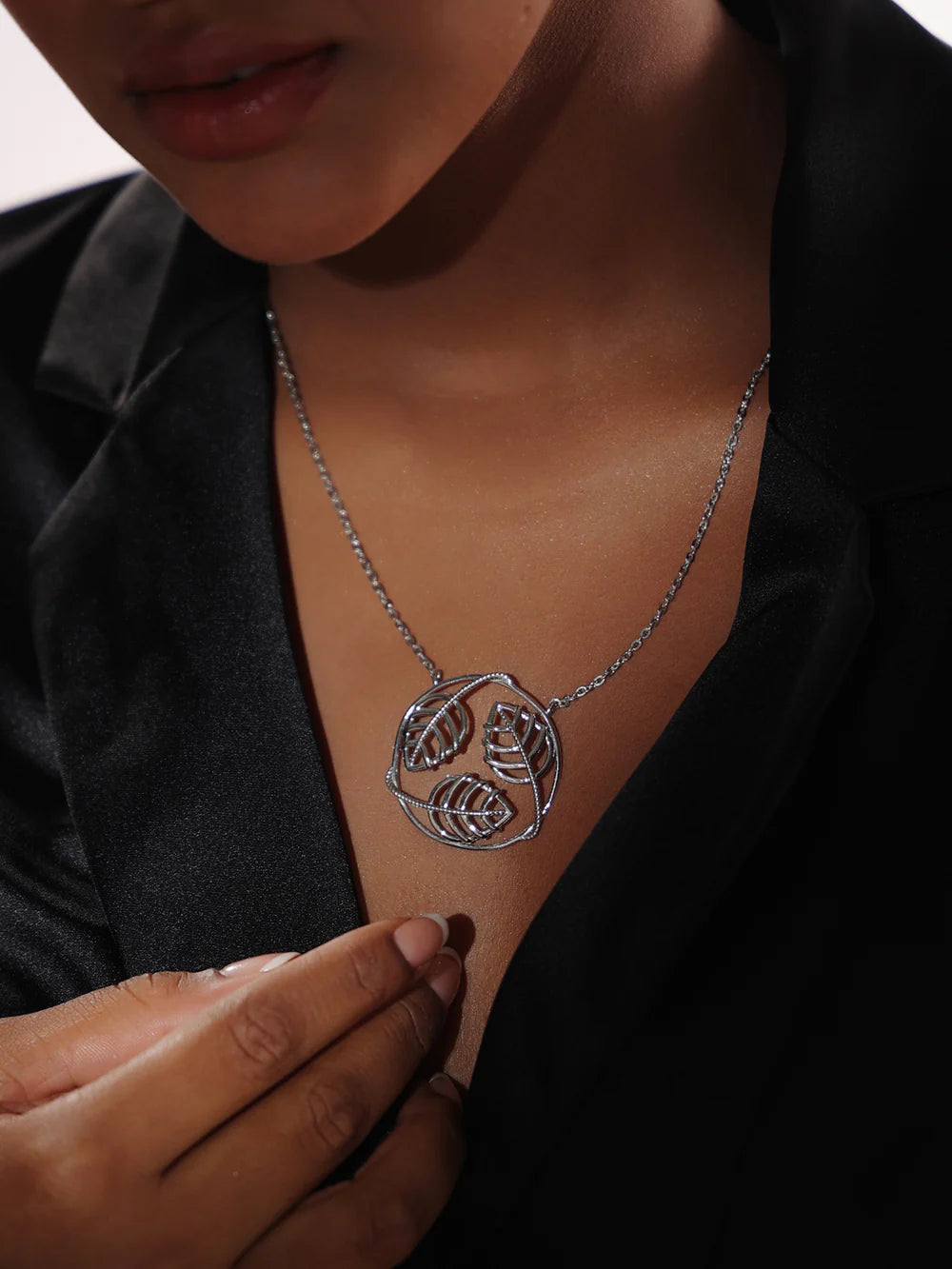 Lumina Rhodium Plated Jali 925 Sterling Silver Pendant For Women