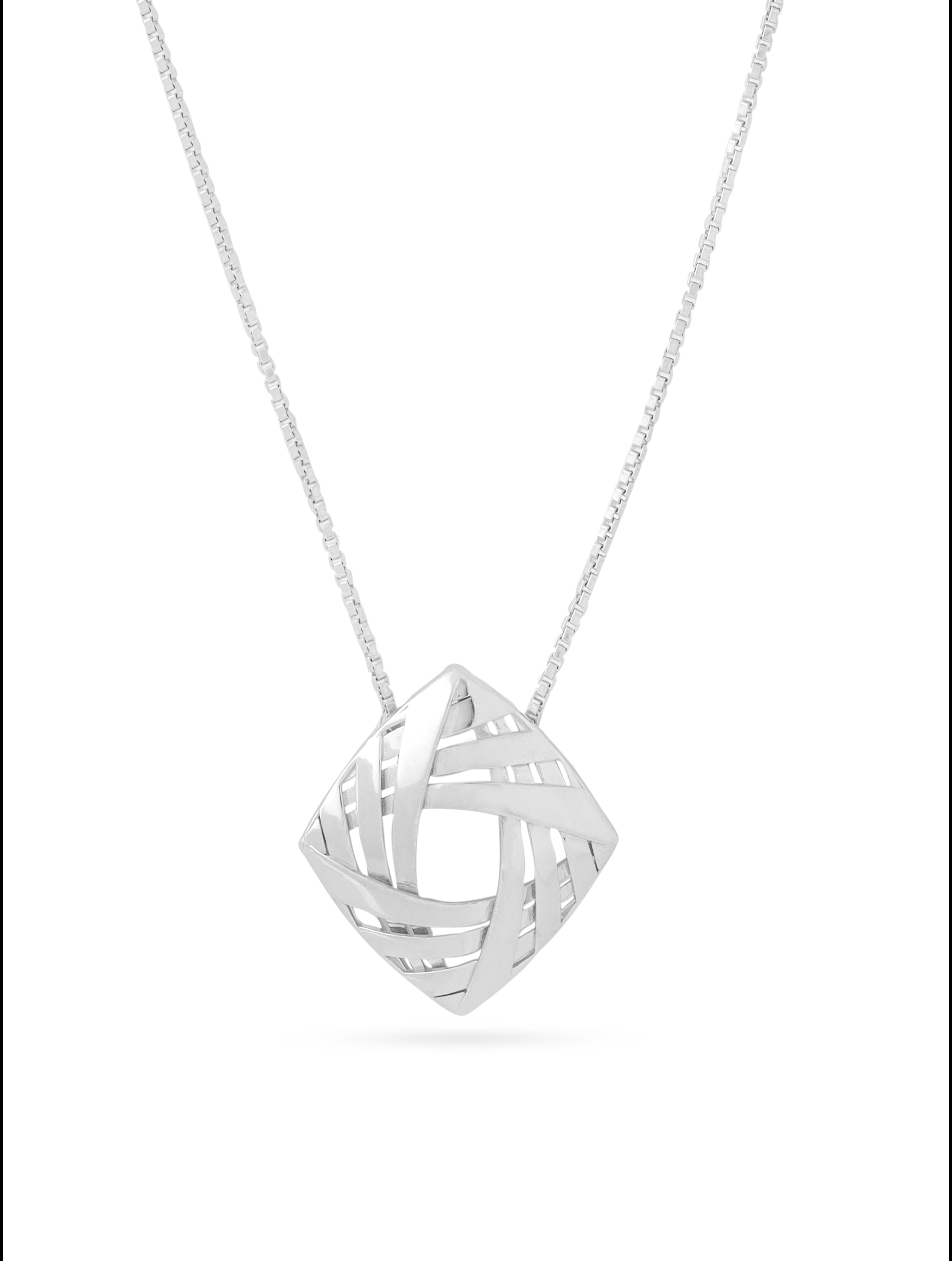 Lumina Rhodium Plated Weaving Design 925 Sterling Silver Pendant For Women