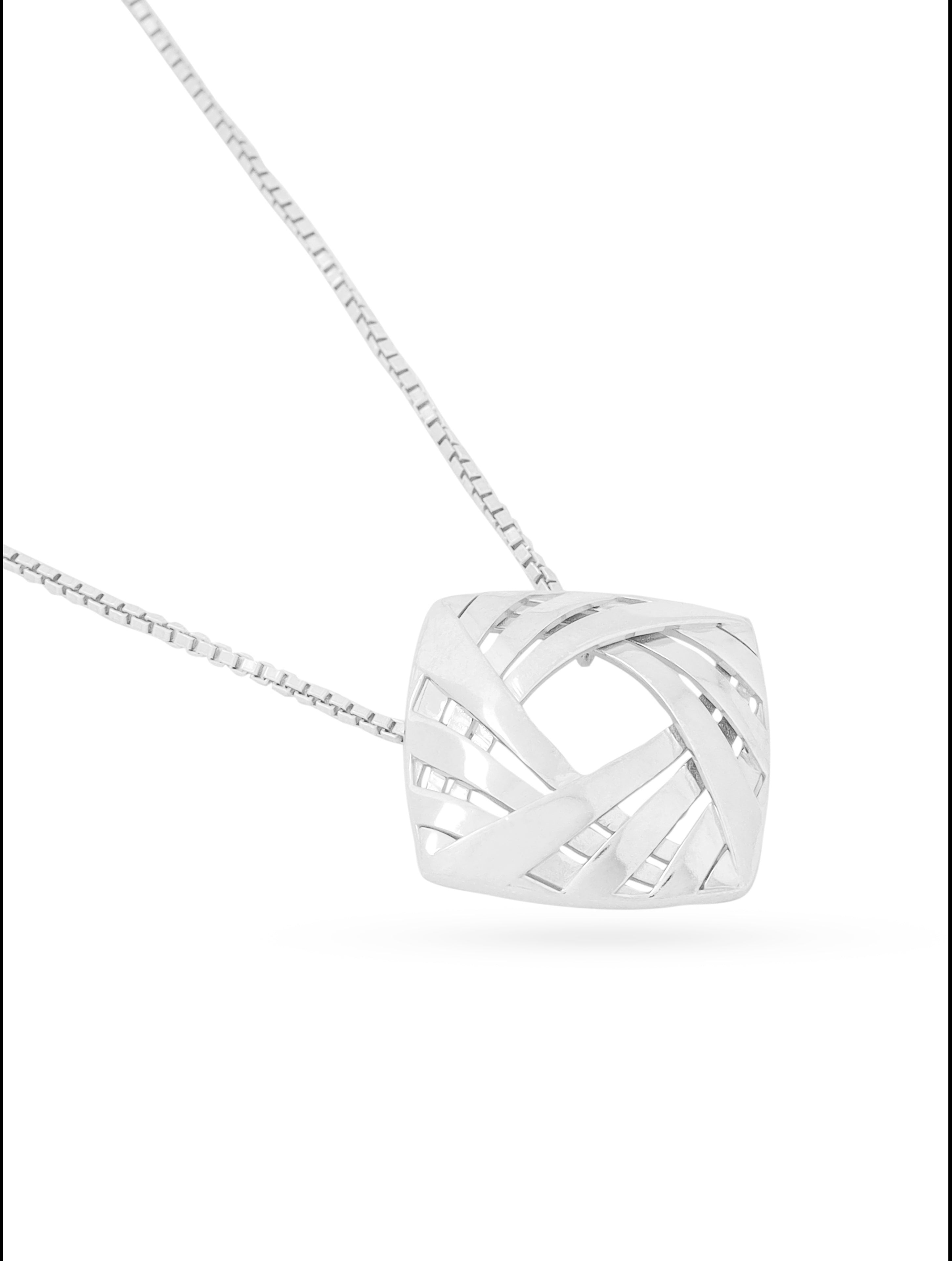 Lumina Rhodium Plated Weaving Design 925 Sterling Silver Pendant For Women
