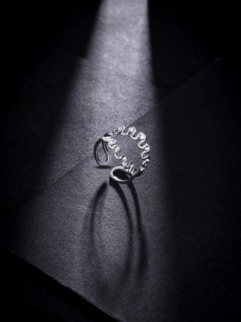 Silver Rhodium Plated Natural Folds Lumina 925 Sterling Silver Ring For Women