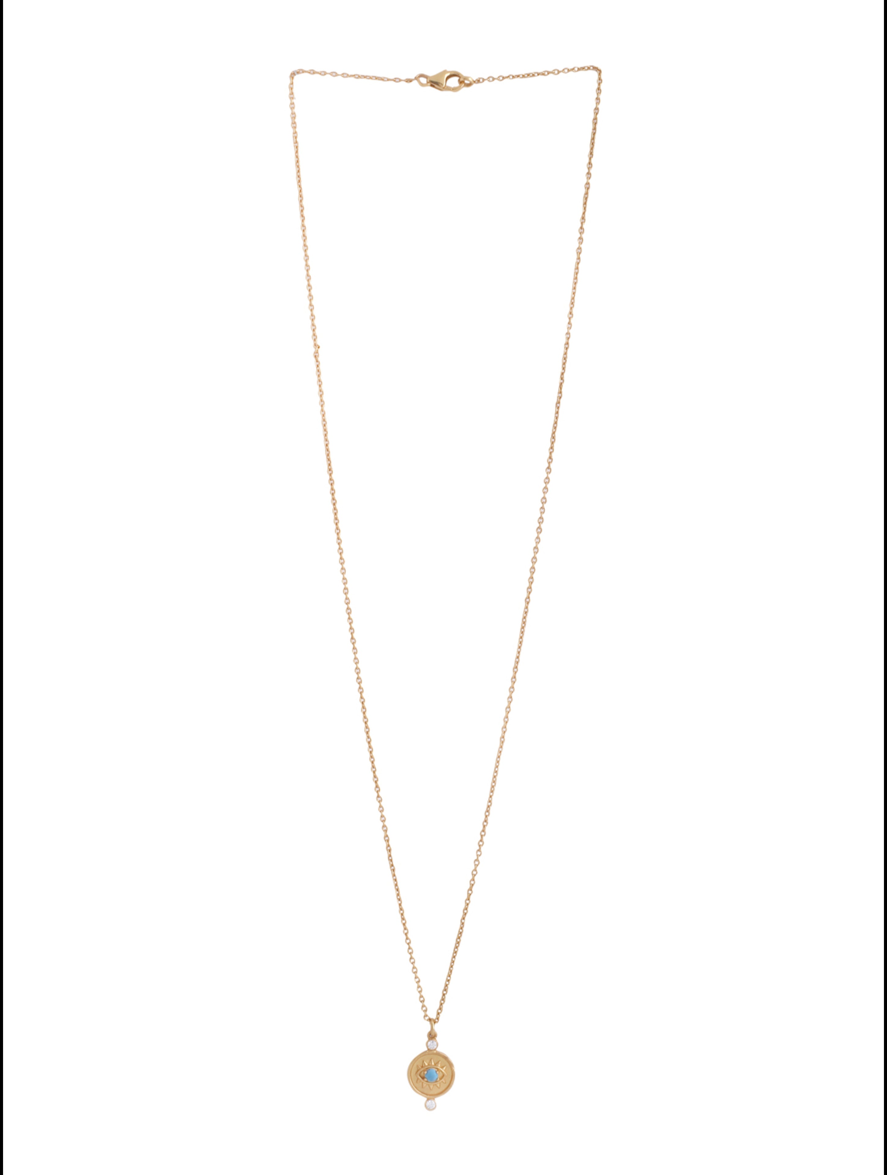 24K Plating Gold Evil Eye Good Luck Charm 925 Sterling Silver Pendant For Women