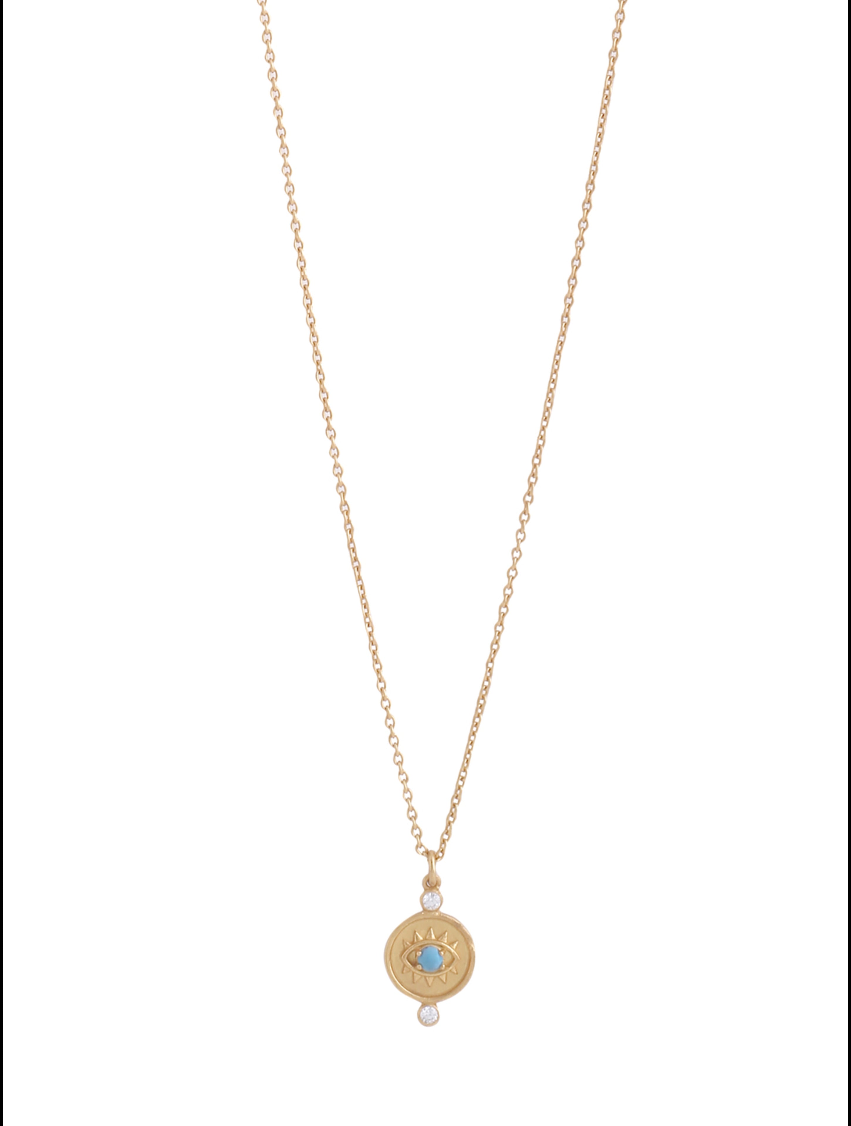 24K Plating Gold Evil Eye Good Luck Charm 925 Sterling Silver Pendant For Women